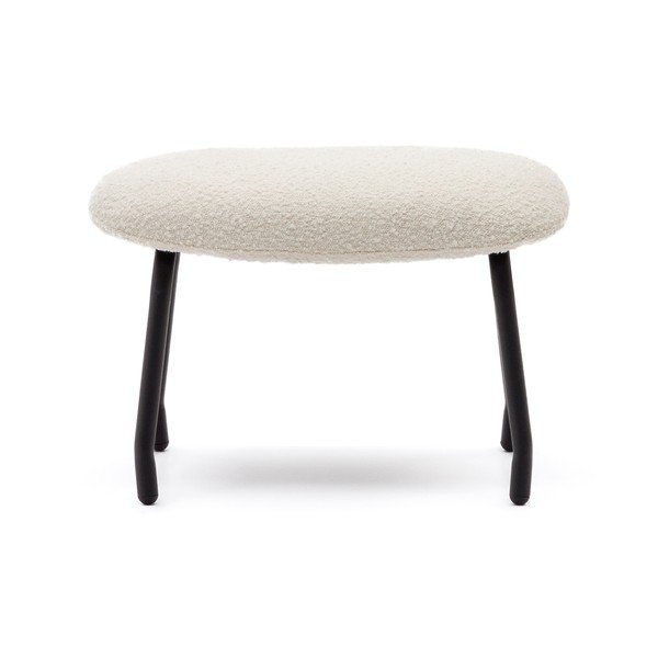 Krémový taburet z textilie bouclé Belina – Kave Home-image-2