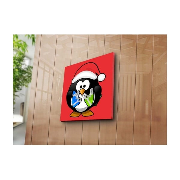 Dekorativní obraz Pinguin Red, 45 x 45 cm