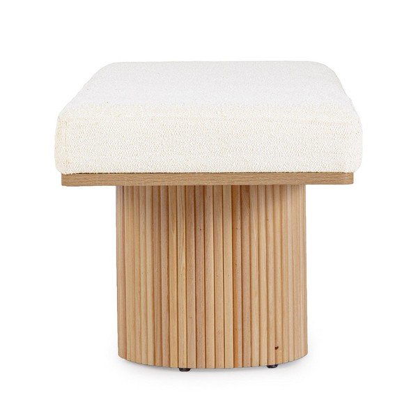 Krémová polstrovaná lavice z textilie bouclé Floriana – Bizzotto-image-3