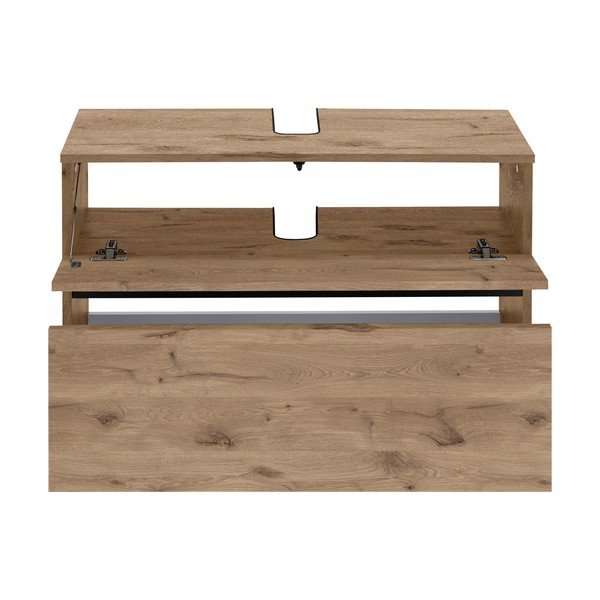 Skříňka pod umyvadlo v dekoru dubu v přírodní barvě 80x55 cm Wisla – Støraa-image-3