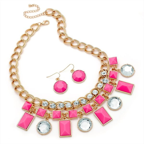 Set náhrdelník a náušnice Kara Pink