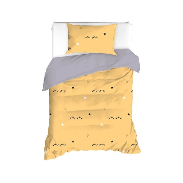 Žluto-šedé povlečení na jednolůžko 140x200 cm Dide – Mijolnir