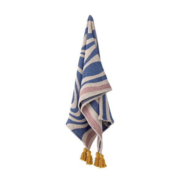 Modrá deka s příměsí bavlny 130x160 cm Arlie – Bloomingville-image-3