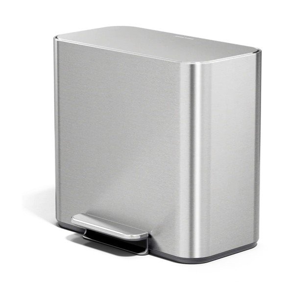 Odpadkový koš na tříděný odpad/nášlapný z nerezové oceli v matně stříbrné barvě 15 l Dual Mini – simplehuman