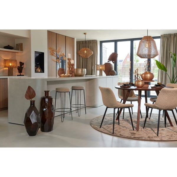 Hnědý kulatý jídelní stůl s deskou z akácie ø 120 cm Quenza – Light & Living-image-1