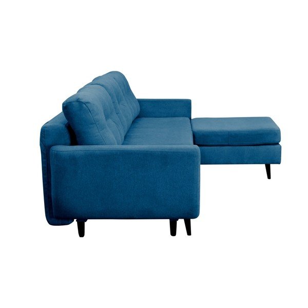 Tyrkysová rozkládací pohovka s černými nohami Mazzini Sofas Hortensia, pravý roh-image-2