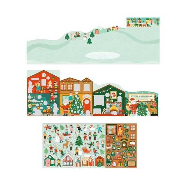 Skládací deska se samolepkami z recyklovaného papíru a rostlinného inkoustu Petit collage Fairy Winter Wonder-image-1