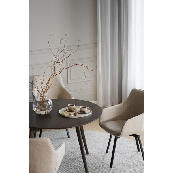 Tmavě hnědý kulatý jídelní stůl v dekoru dubu ø 115 cm Yumi – Rowico-image-3