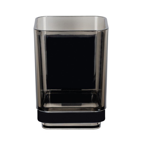 Černý samodržící plastový kelímek na zubní kartáčky Quadro – Wenko-image-2