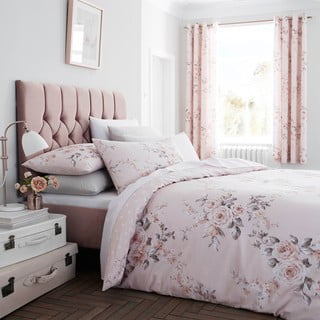 Prodloužené růžové povlečení na dvoulůžko 230x220 cm Canterbury Floral – Catherine Lansfield
