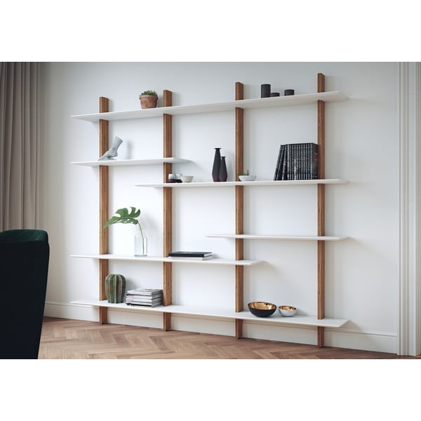 Modulární policový systém v dekoru dubu v bílo-přírodní barvě 224x190 cm Bridge – Tenzo-image-4