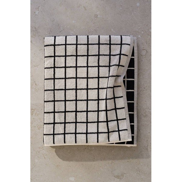 Černá/béžová bavlněná osuška 90x150 cm Grid – Jotex-image-1
