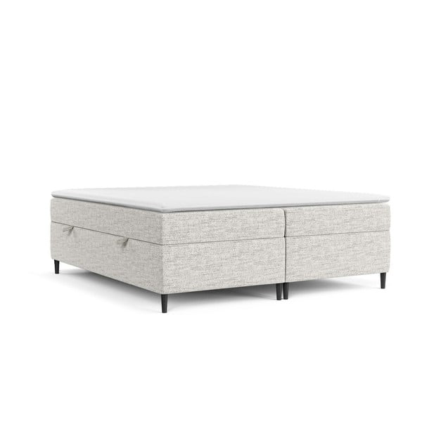 Světle šedá boxspring postel s úložným prostorem 200x200 cm Araya – Maison de Rêve