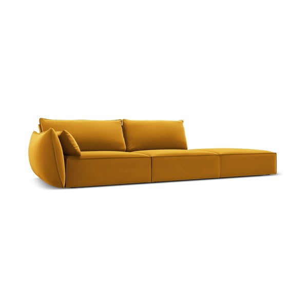 Sametová pohovka v hořčicové barvě levý roh 264 cm Vanda – Mazzini Sofas-image-2