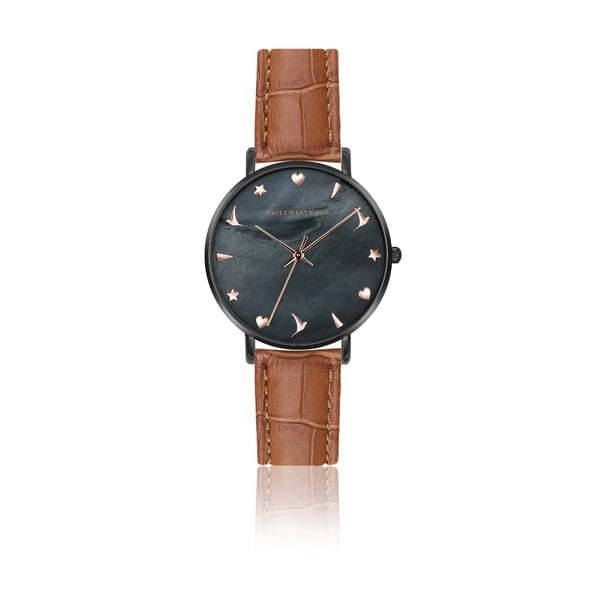 Dámské hodinky s hnědým páskem z pravé kůže Emily Westwood Noir