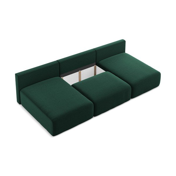 Tmavě zelená sametová rozkládací/s úložným prostorem rohová pohovka (do "U") Kalena – Makamii-image-4