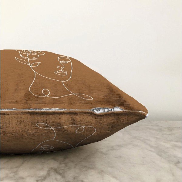Oranžovohnědý povlak na polštář s příměsí bavlny Minimalist Cushion Covers Chenille, 55 x 55 cm-image-1
