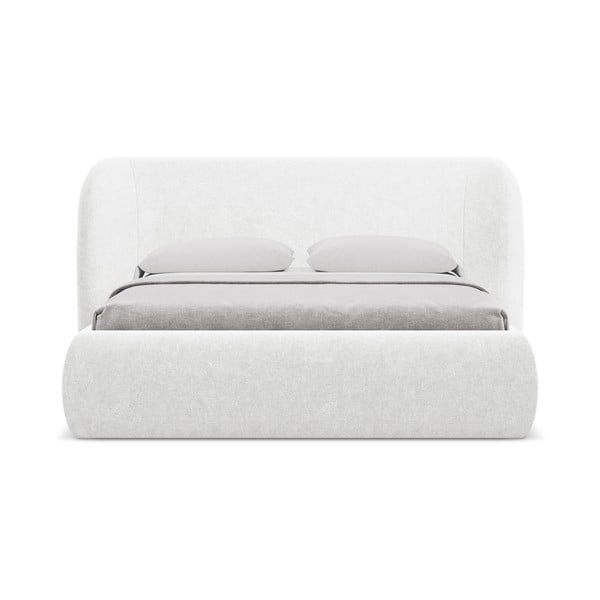 Bílá čalouněná dvoulůžková postel s úložným prostorem s roštem 140x200 cm Hauke – Makamii-image-3