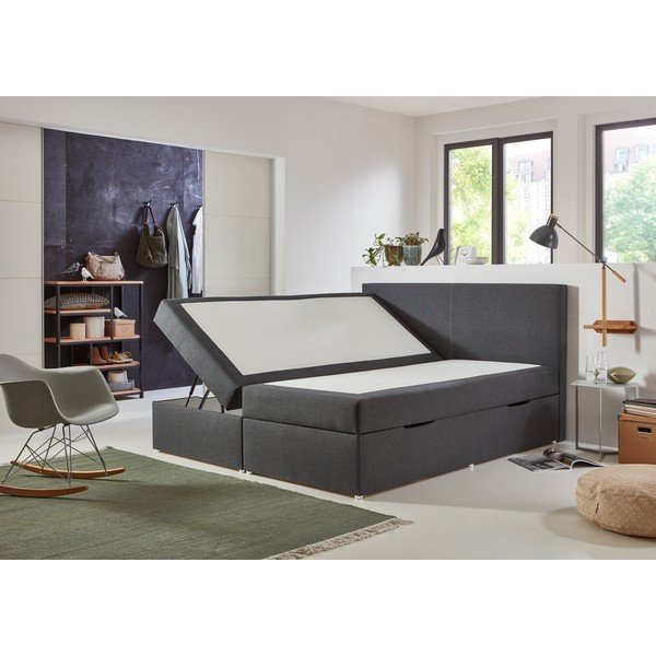 Šedá boxspring postel s úložným prostorem 180x200 cm Harry – Rojaplast-image-2