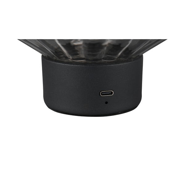 Černo-šedá stmívatelná LED stolní lampa se skleněným stínidlem (výška 19,5 cm) Lord – Trio-image-3