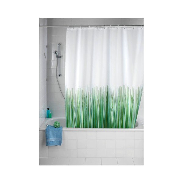 Zeleno-bílý sprchový závěs Wenko Nature, 180 x 200 cm-image-2