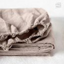 Světle hnědé lněné elastické prostěradlo Linen Tales, 180 x 200 cm