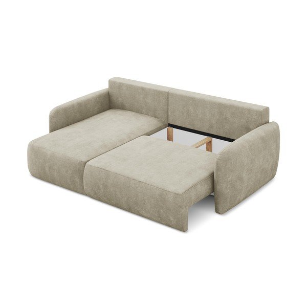 Béžová žinylková rozkládací/s úložným prostorem rohová pohovka (levý roh/s lenoškou) Lilo – Makamii-image-3