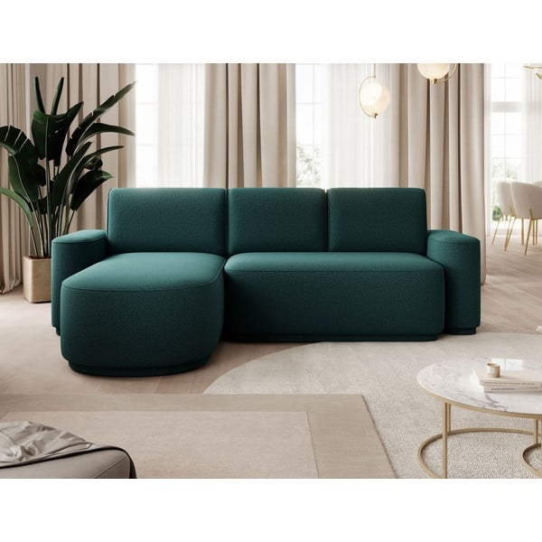 Zelená žinylková rozkládací/s úložným prostorem rohová pohovka (levý roh/s lenoškou) Aurumm – ELTAP-image-1