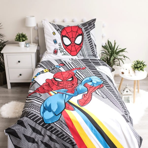 Šedé dětské bavlněné povlečení Jerry Fabrics Spiderman, 140 x 200 cm-image-1