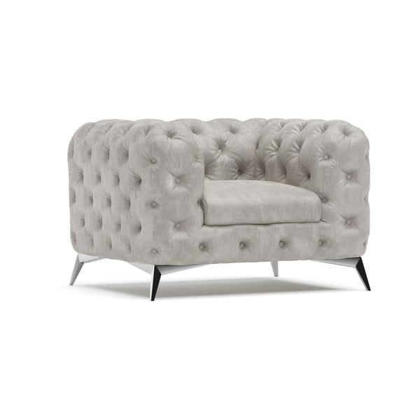 Světle šedé sametové křeslo Chelsea – Ropez