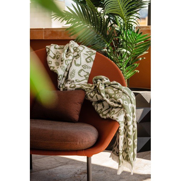 Tmavě zelený pléd s podílem bavlny Euromant Summer Linen, 140 x 180 cm-image-2