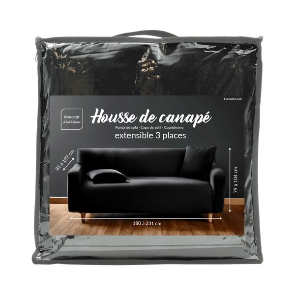 Černý 3místný napínací potah na pohovku Mila – douceur d'intérieur-image-3