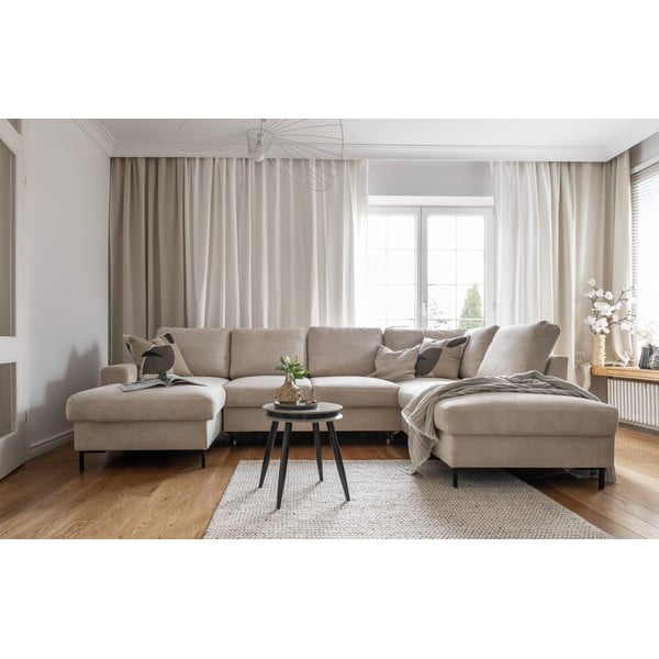 Béžová manšestrová rozkládací rohová pohovka (pravý roh) Lofty Lilly – Miuform-image-4