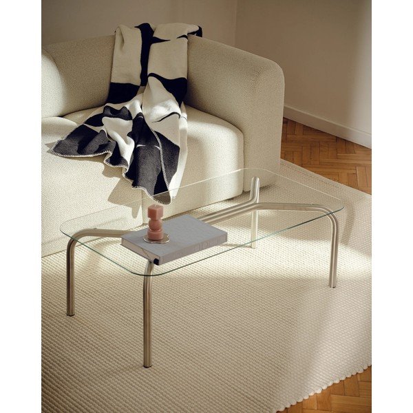 Konferenční stolek se skleněnou deskou ve stříbrné barvě 60x110 cm Uku – noo.ma-image-3