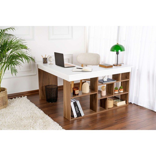 Rohový pracovní stůl v dekoru ořechu 120x130 cm Vesper – Kalune Design-image-2