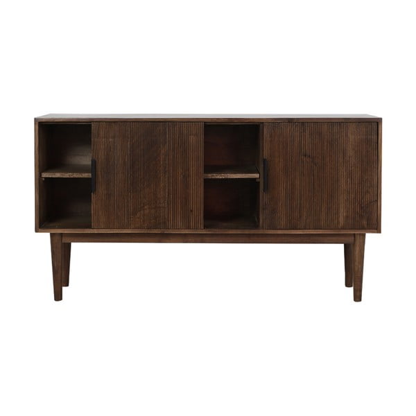 Tmavě hnědá nízká komoda z masivního dřeva 150x80 cm Bitika – Light & Living-image-3