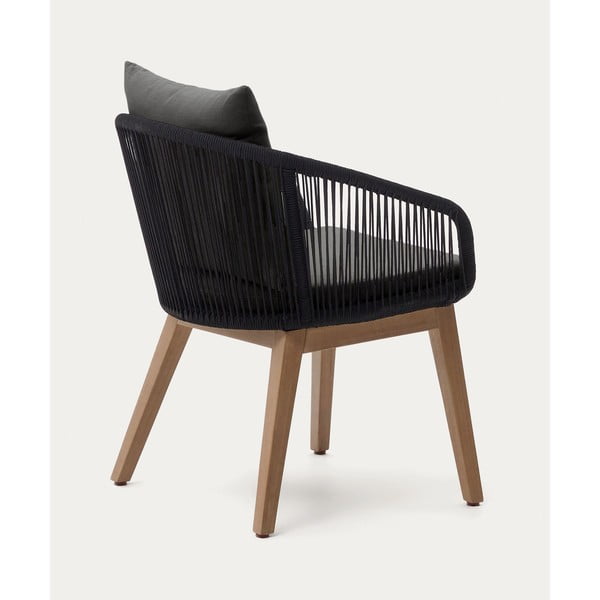 Černé dřevěné zahradní křeslo Portalo – Kave Home-image-3