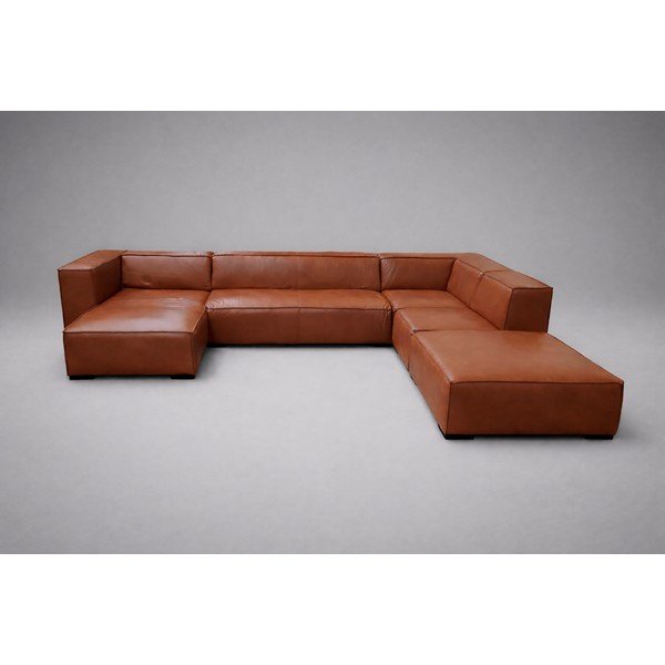 Koňakově hnědá kožená rohová pohovka (pravý roh/do "U") Madame - II. jakost – Windsor & Co Sofas-image-1