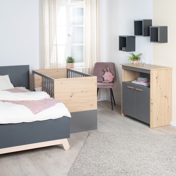 Postýlka v šedé a přírodní barvě 60x120 cm Anna – Roba-image-4