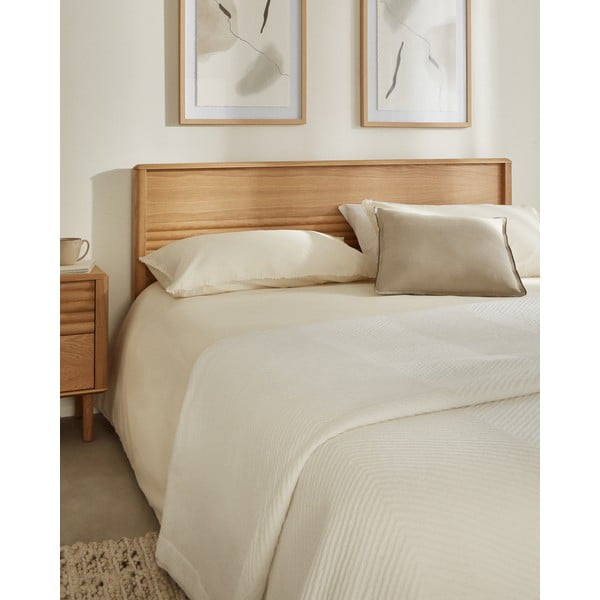 Dvoulůžková postel z dubového dřeva s roštem v přírodní barvě 180x200 cm Lenon – Kave Home-image-3