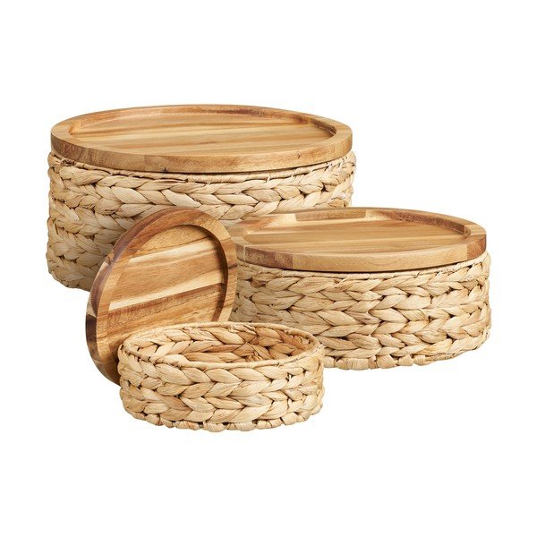 Košíky v sadě 3 ks z vodního hyacintu ø 30x15 cm Botofte – House Nordic-image-4