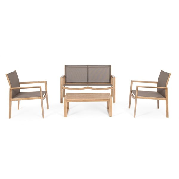 Hliníkový zahradní lounge set v přírodní barvě pro 4 Kallen   – Bizzotto