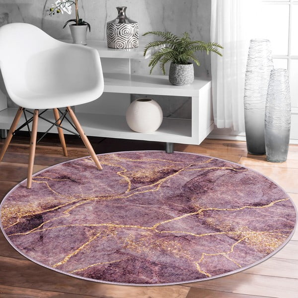 Růžový pratelný kulatý koberec vhodný pro robotické vysavače ø 80 cm Comfort – Mila Home-image-4