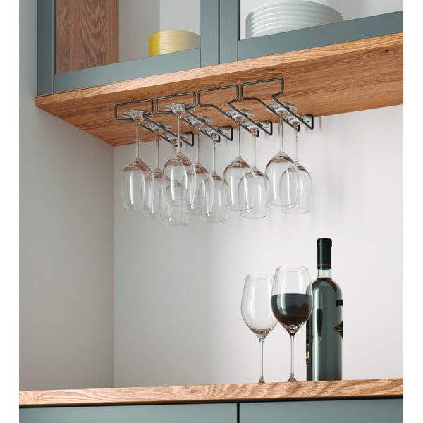 Nástěnné držáky na skleničky na víno z nerezové oceli v sadě 2 ks Lava – Metaltex-image-2