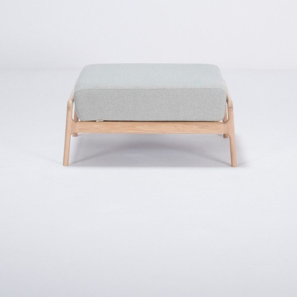 Modrošedá podnožka s konstrukcí z dubového dřeva Gazzda Fawn-image-2