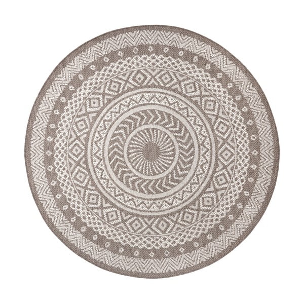 Hnědo-béžový venkovní koberec Ragami Round, ø 120 cm