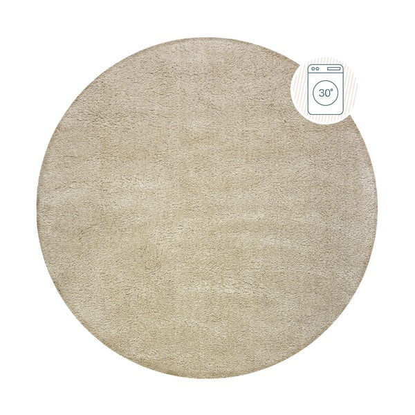 Béžový pratelný kulatý koberec z recyklovaných vláken 180x180 cm Fluffy – Flair Rugs