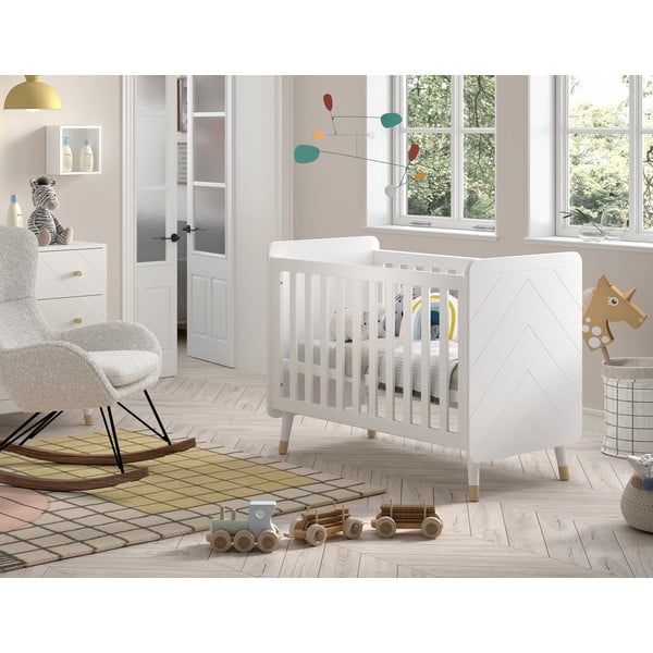 Bílá postýlka z borovicového dřeva 60x120 cm BILLY – Vipack-image-1