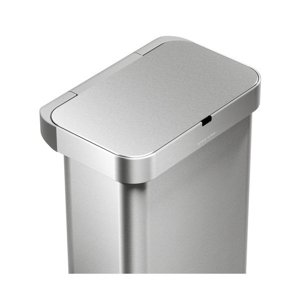 Bezdotykový ocelový odpadkový koš ve stříbrné barvě 58 l Sensor – simplehuman-image-1