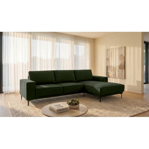 Zelená žinylková rohová pohovka (pravý roh/s lenoškou) Copenhagen – Scandic-image-1